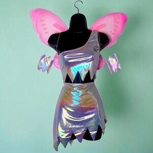 Medium Butterfly Fairy Halloween Costume Set Wings Faerie Skirt Festival Rave